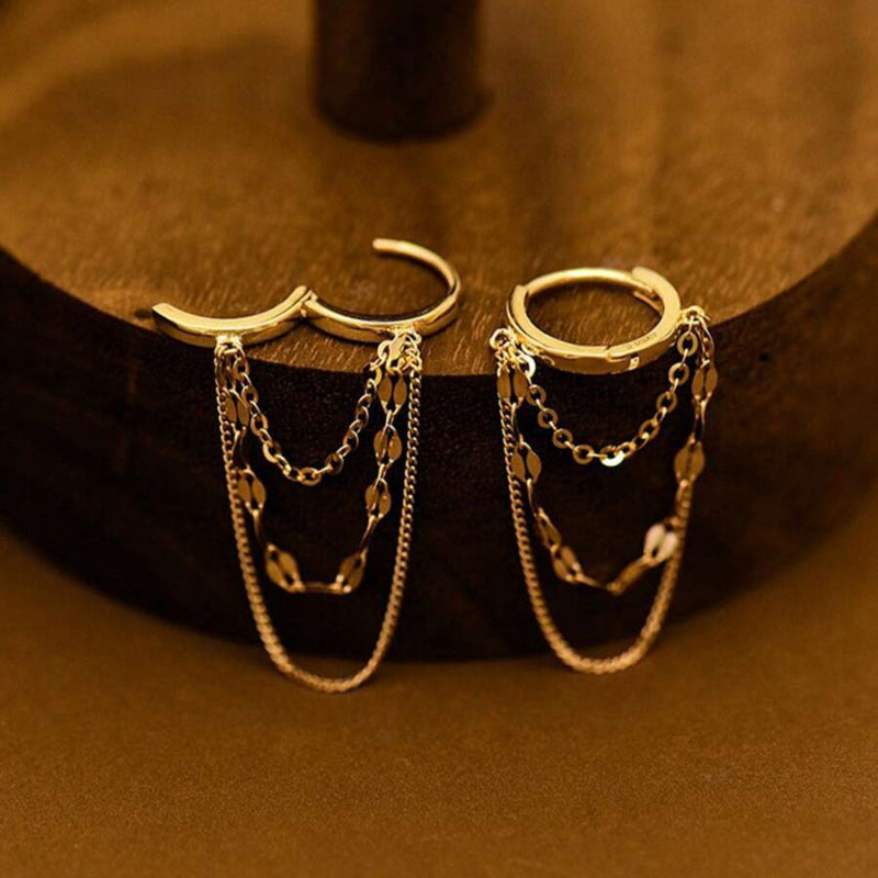 16K Gold Plated Tassel Dangling Earrings