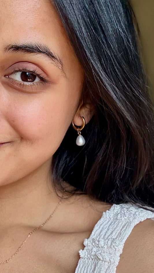 18K Gold Plated Pearl Drop Earrings