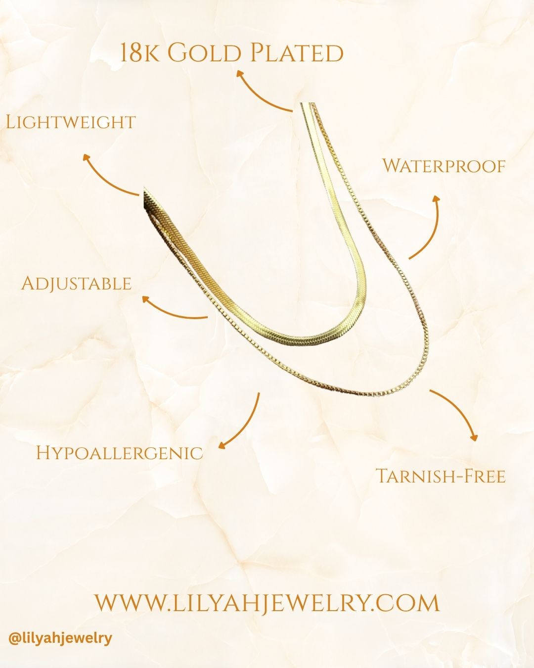 18k Gold Plated Double Snake Chain Necklace - Sienna