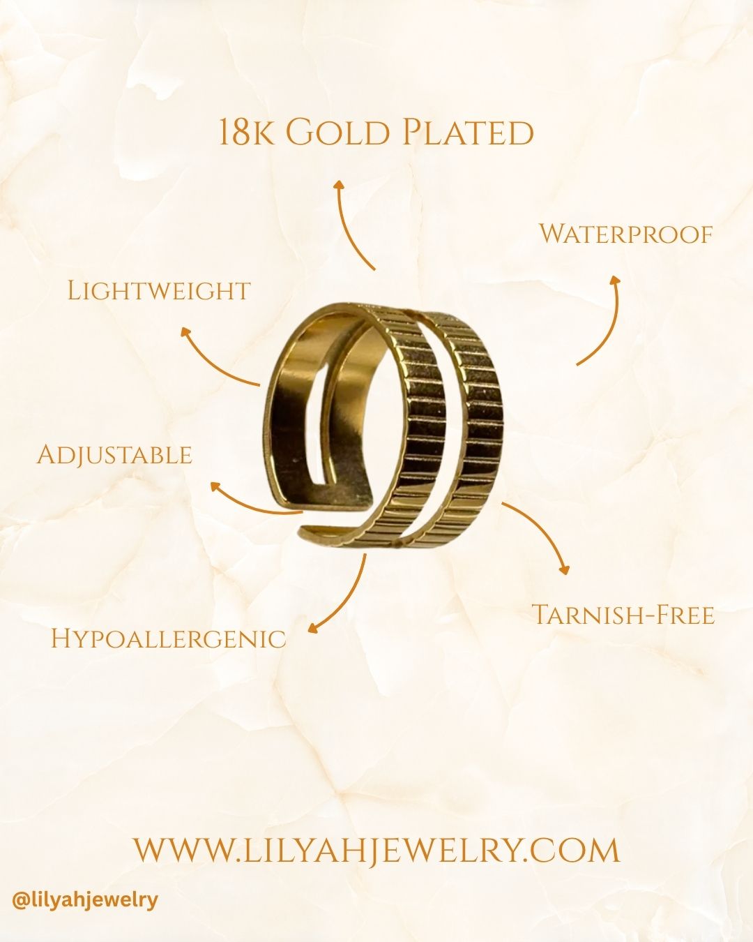 18k Gold Plated Double Band Ring - Echo