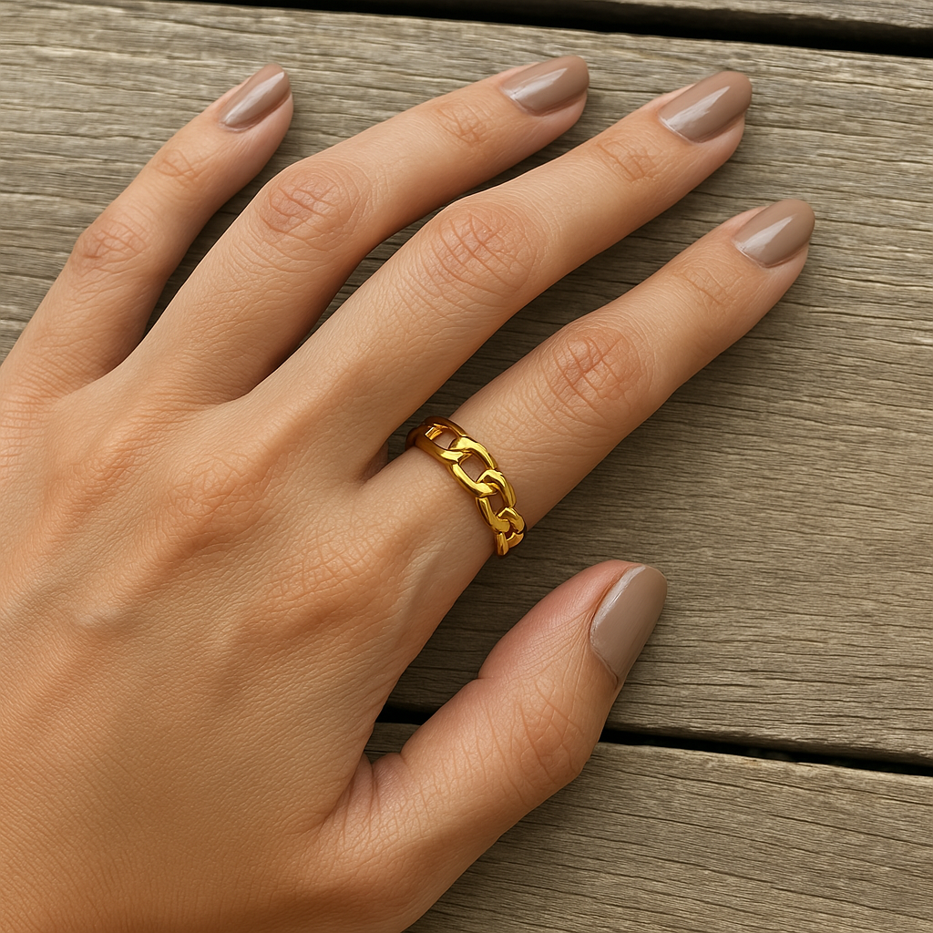 18k Gold Plated Adjustable Chain Link Open Ring - Orion – LILYAH