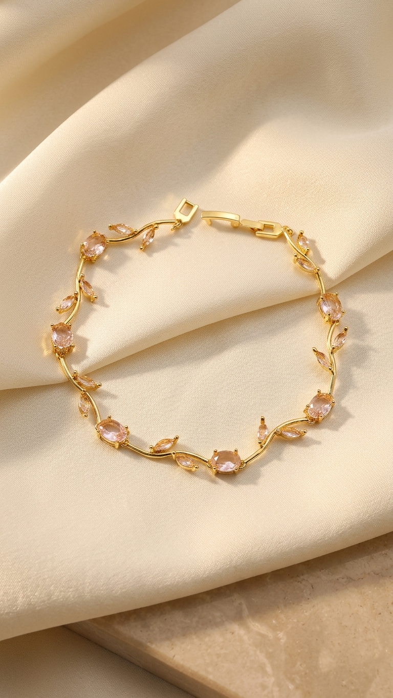 18K Gold Plated Pink Tulip Bracelet - Pinterest Inspired Bracelet