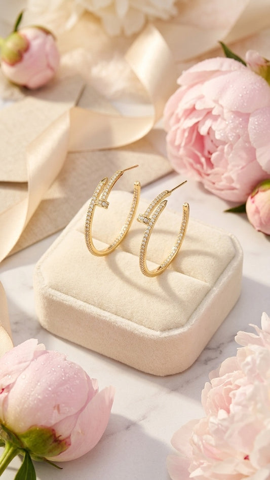 Luxe 18K Gold Plated Luxe Zircon Cross Hoop Earrings