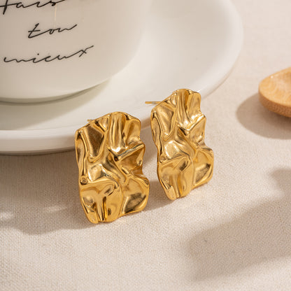18K Gold Plated Bold Block Earrings