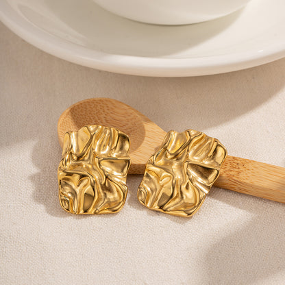 18K Gold Plated Bold Block Earrings
