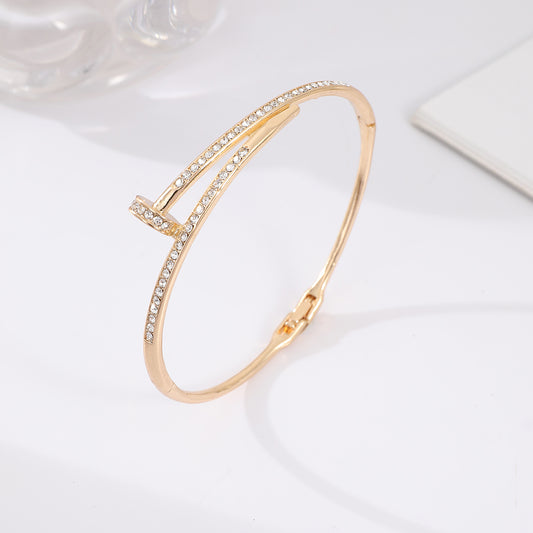 14k Gold Plated Bracelet - The Diamond Nail Bangle