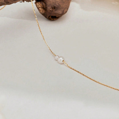 18K Gold Plated Double Pearl Necklace