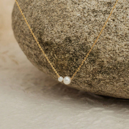 18K Gold Plated Double Pearl Necklace