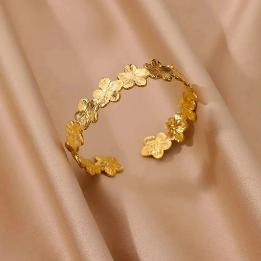 18K Gold Plated Flora Floral Link Bracelet