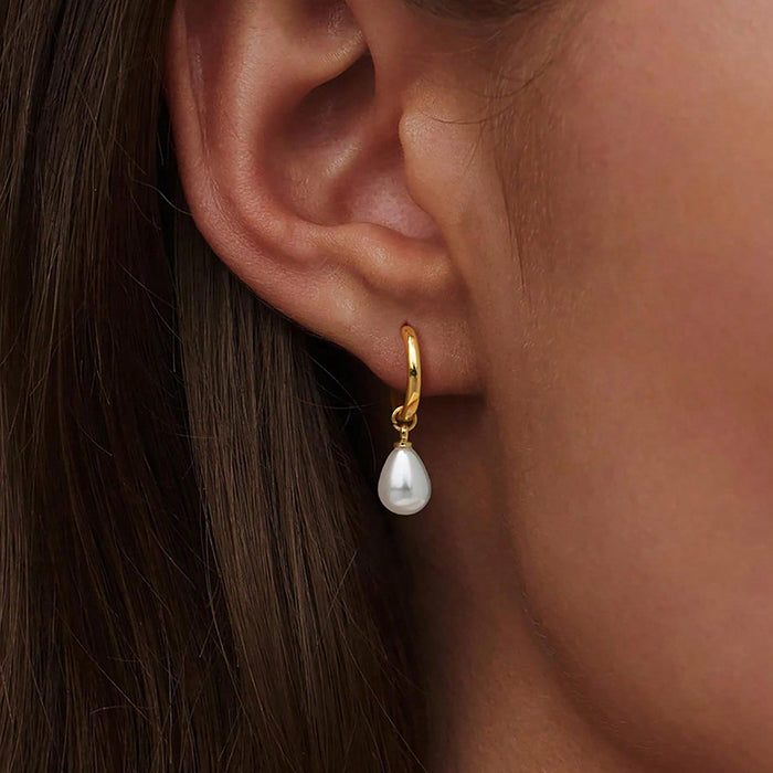 18K Gold Plated Pearl Drop Earrings