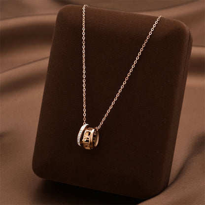 18K Rose Gold Plated Triple Ring Necklace