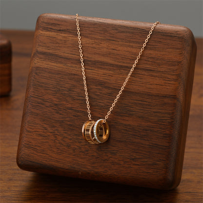 18K Rose Gold Plated Triple Ring Necklace
