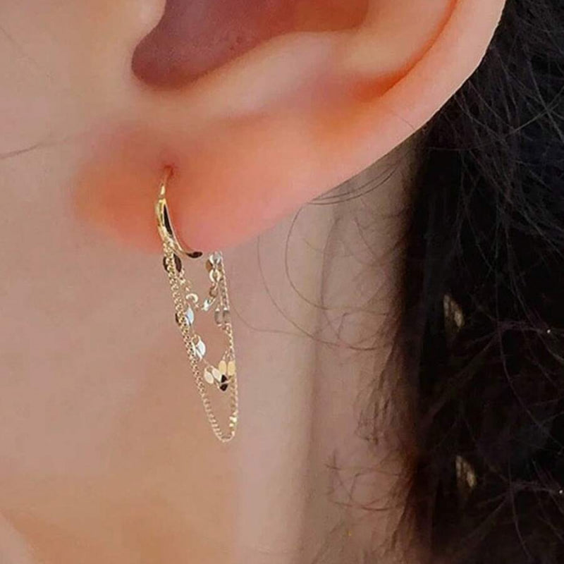 16K Gold Plated Tassel Dangling Earrings
