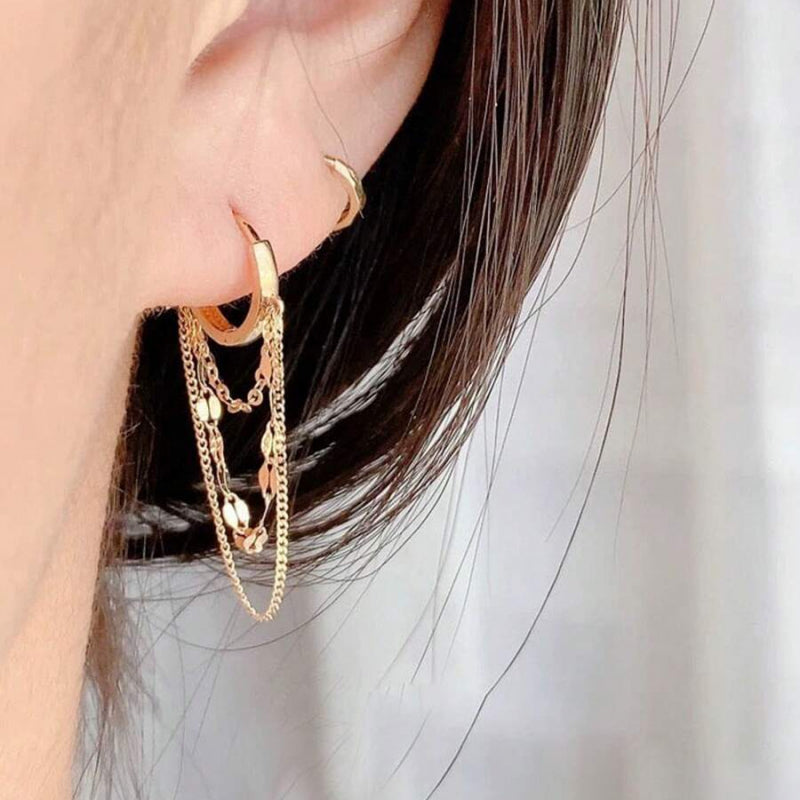 16K Gold Plated Tassel Dangling Earrings
