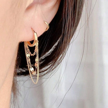 16K Gold Plated Tassel Dangling Earrings