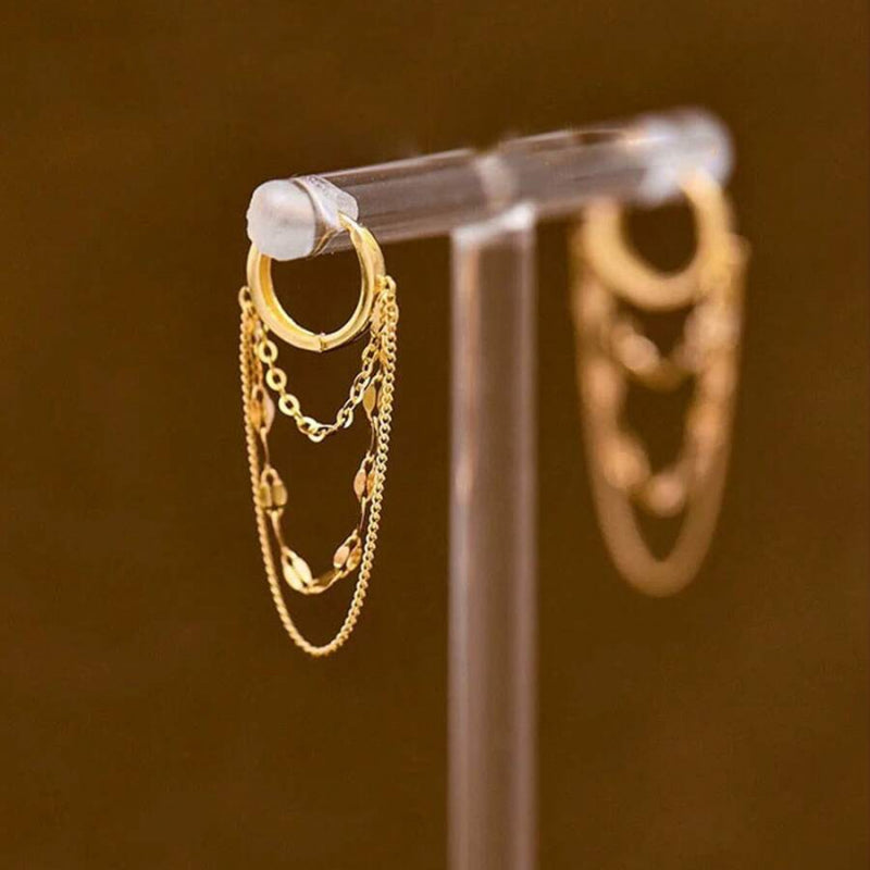 16K Gold Plated Tassel Dangling Earrings