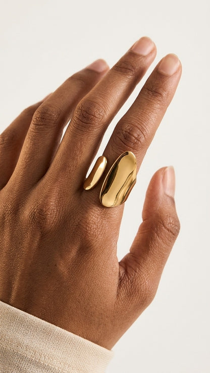 14k Gold Plated Asymmetrical Open Ring - Sable