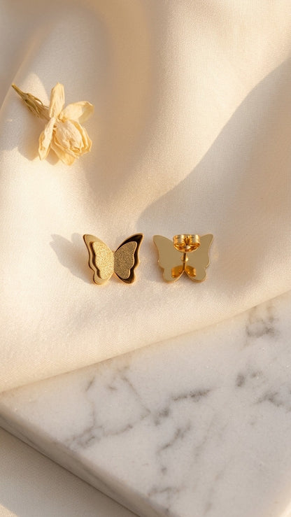 18k Gold Plated Butterfly Stud Earrings - Aurelia