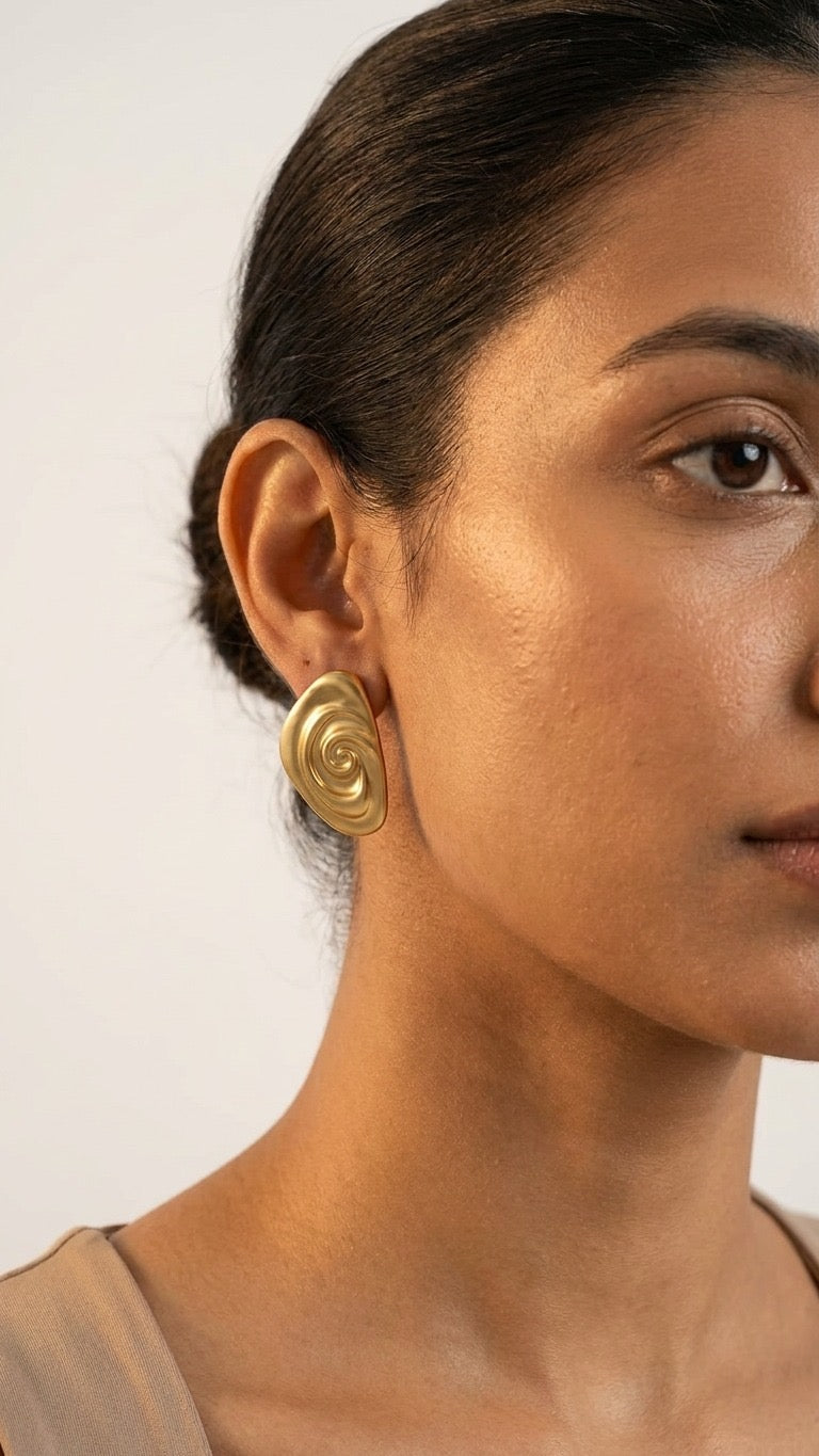 18k Gold Plated Swirl Whirlwind Earrings - Maia