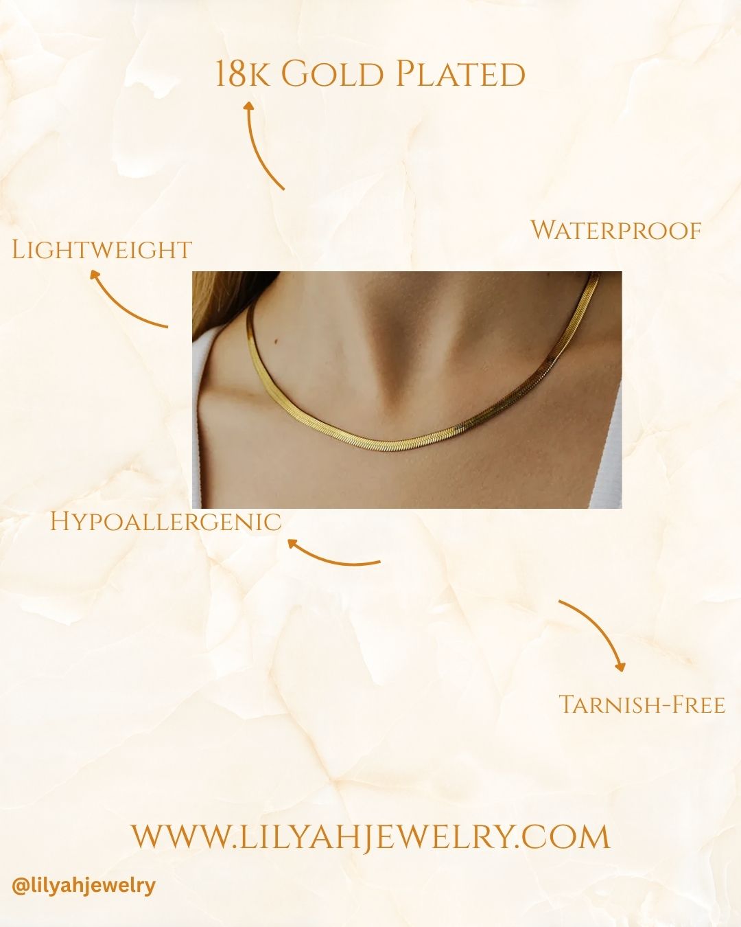 18k Gold Plated Classic Snake Chain Necklace - Serpentine