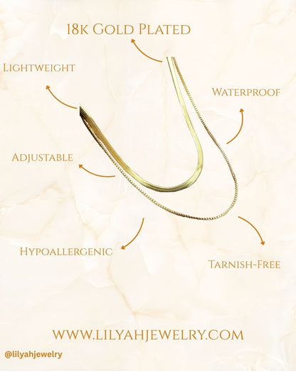 18k Gold Plated Double Snake Chain Necklace - Sienna
