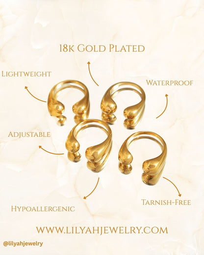 18k Gold Plated Abstract Open Ring - Noa