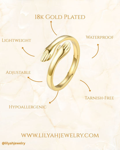 18k Gold Plated Golden Hug Ring - Embrace