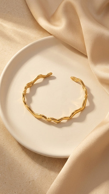 Waves 18k Gold Plated Cuff Bracelet