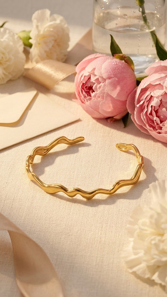 Waves 18k Gold Plated Cuff Bracelet
