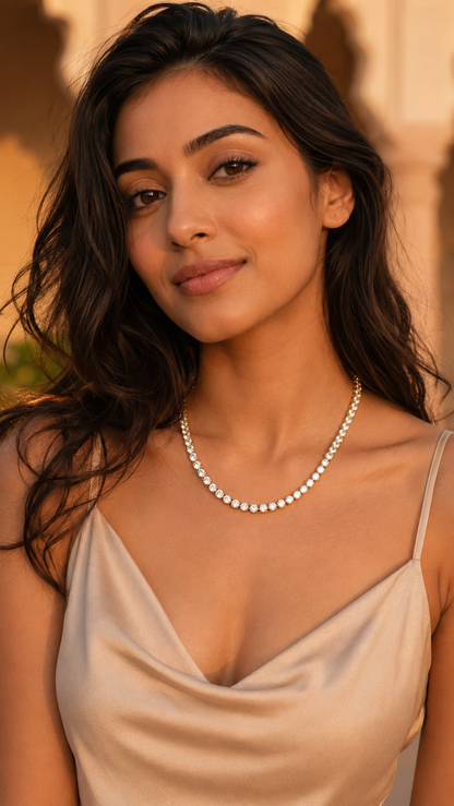 18K Gold Plated Zircon Tennis Necklace - 3mm