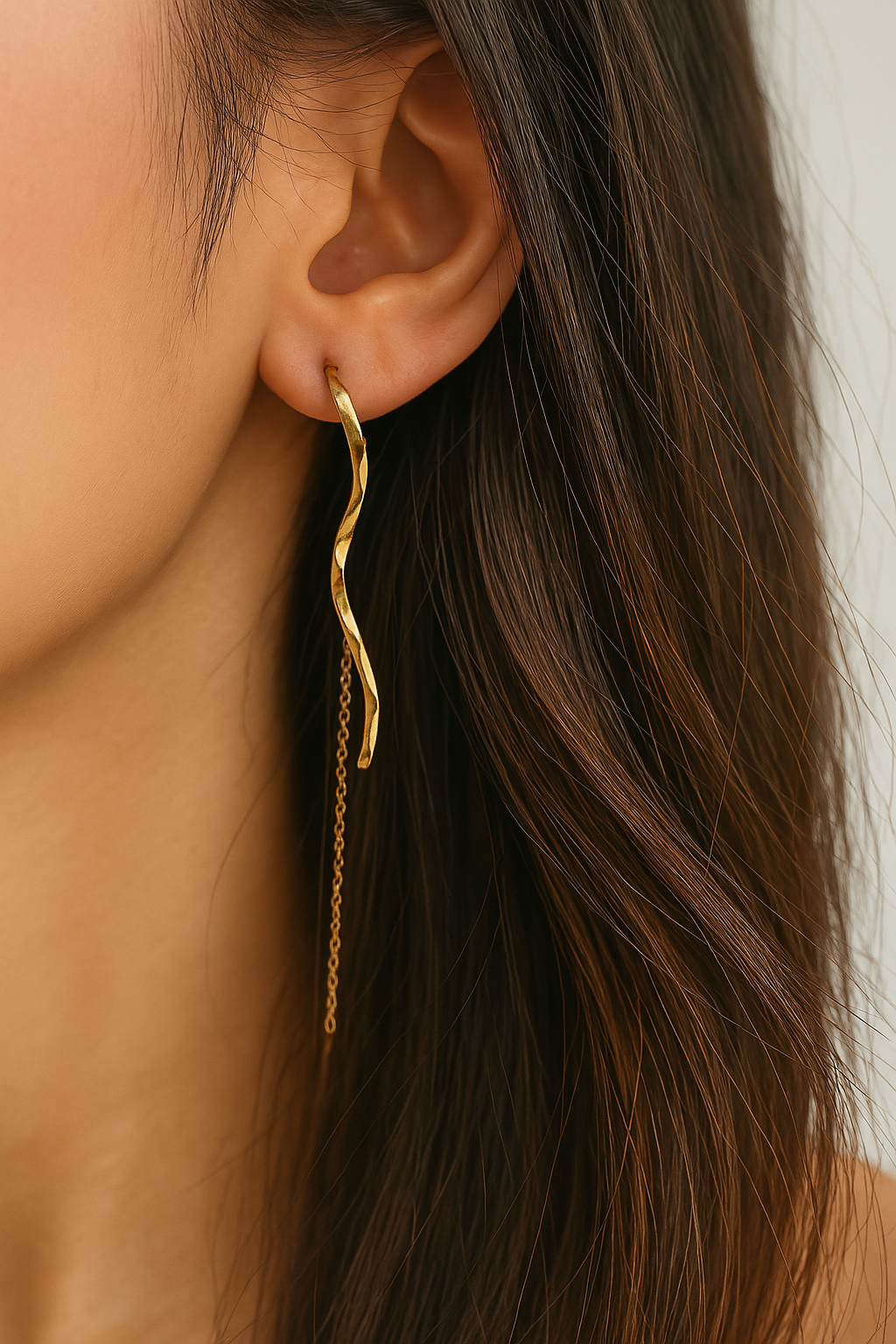 18k Gold Plated Wiggle Chain Earrings - Sieno