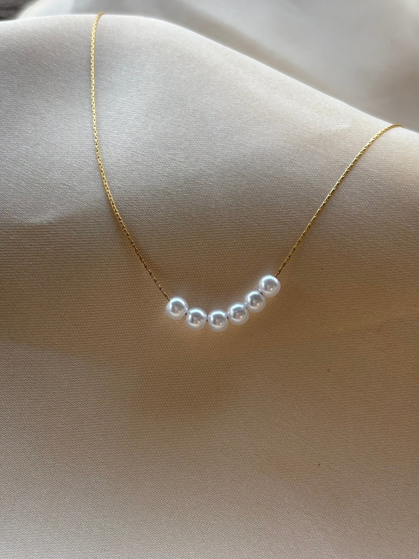 Lilyah Jewelry Gold Plated Necklace. Gift Ideas for her. A stunning necklace with 6 shining pearls.