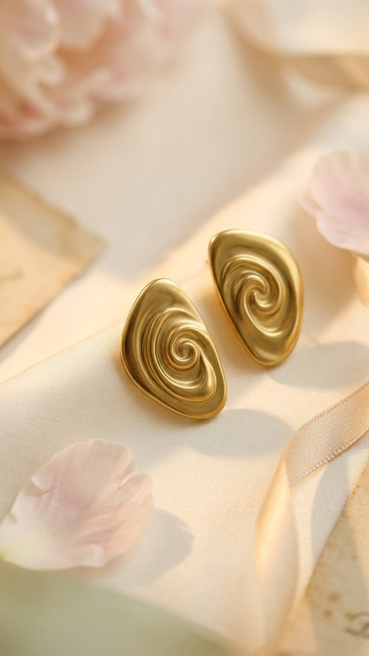 18k Gold Plated Swirl Whirlwind Earrings - Maia
