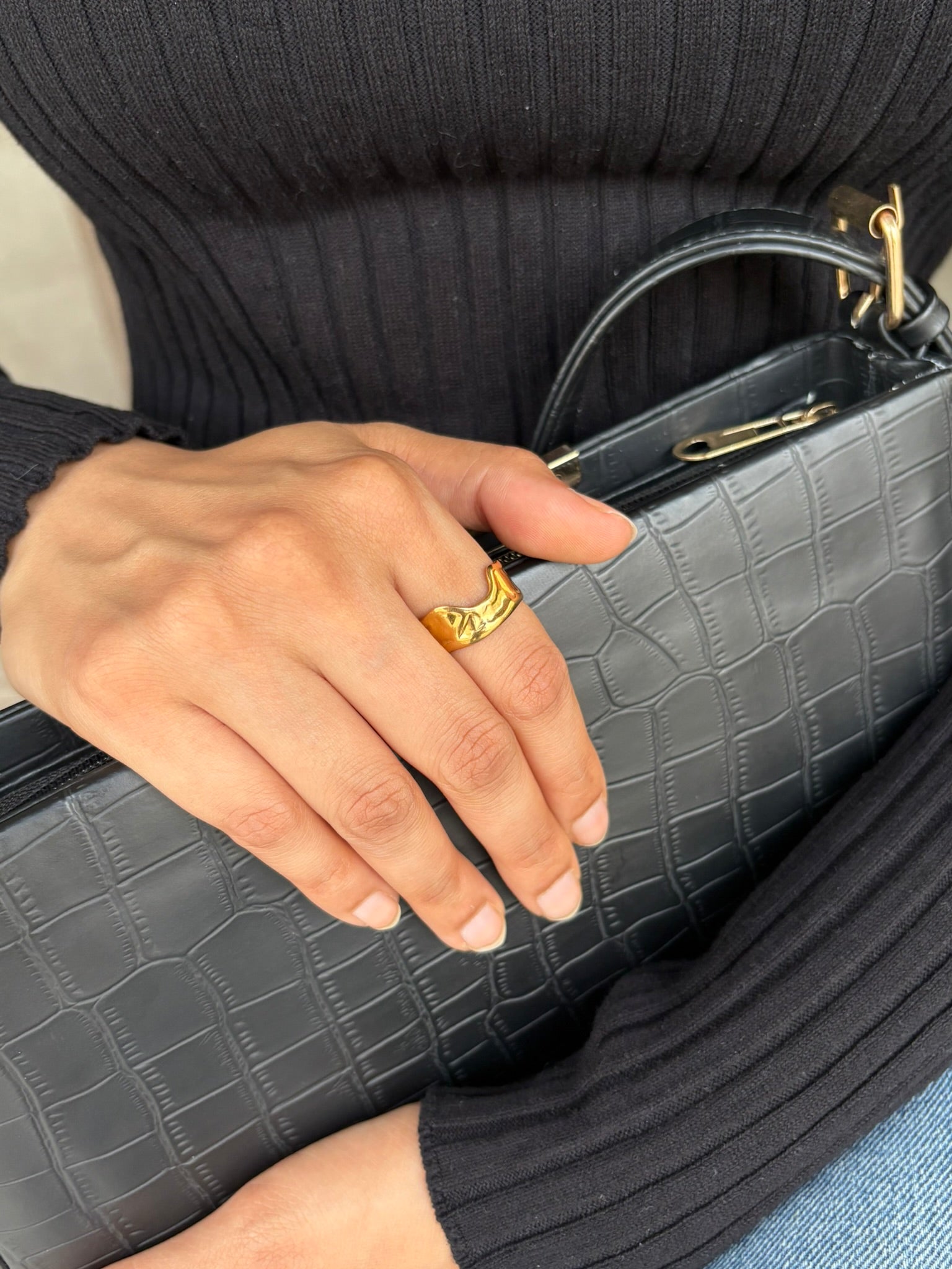 Lilyah Jewelry Gold Plated Ring . Stunning, minimalistic, elegant and statement ring. Gift idea for her.
