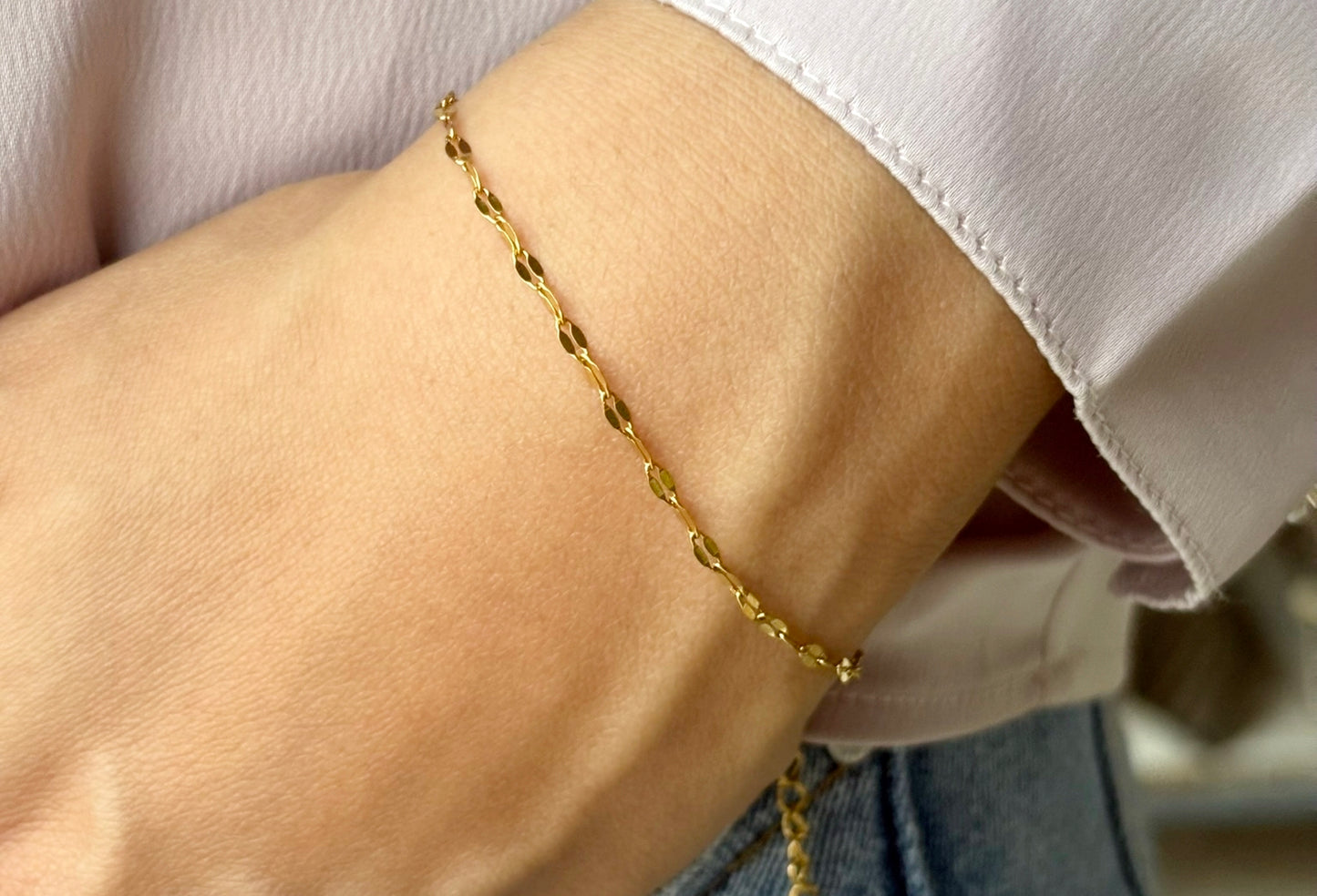 Lilyah Jewelry Gold Plated Delicate Bracelet . Stunning, minimalistic and elegant. Gift for her
