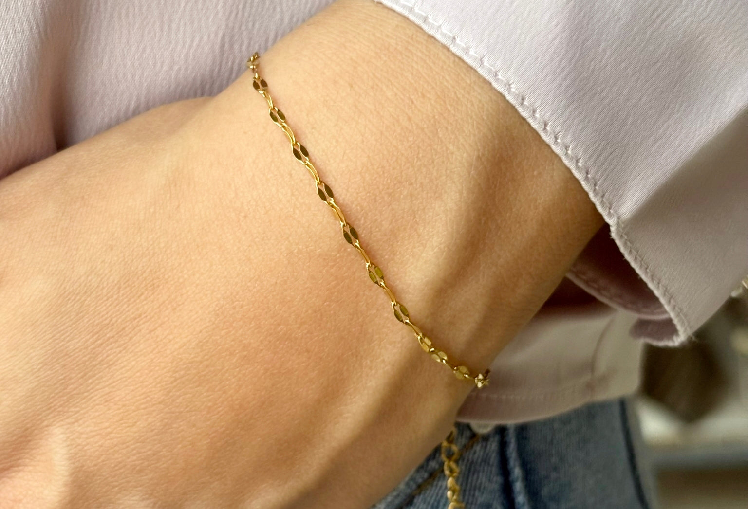 Lilyah Jewelry Gold Plated Delicate Bracelet . Stunning, minimalistic and elegant. Gift for her