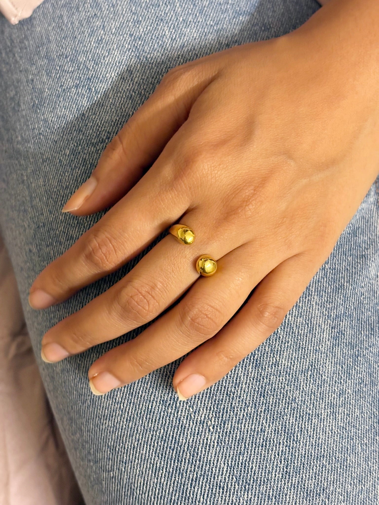 Lilyah Jewelry Gold Plated Ring . Stunning, minimalistic, adjustable, elegant and statement ring. Gift idea for her.