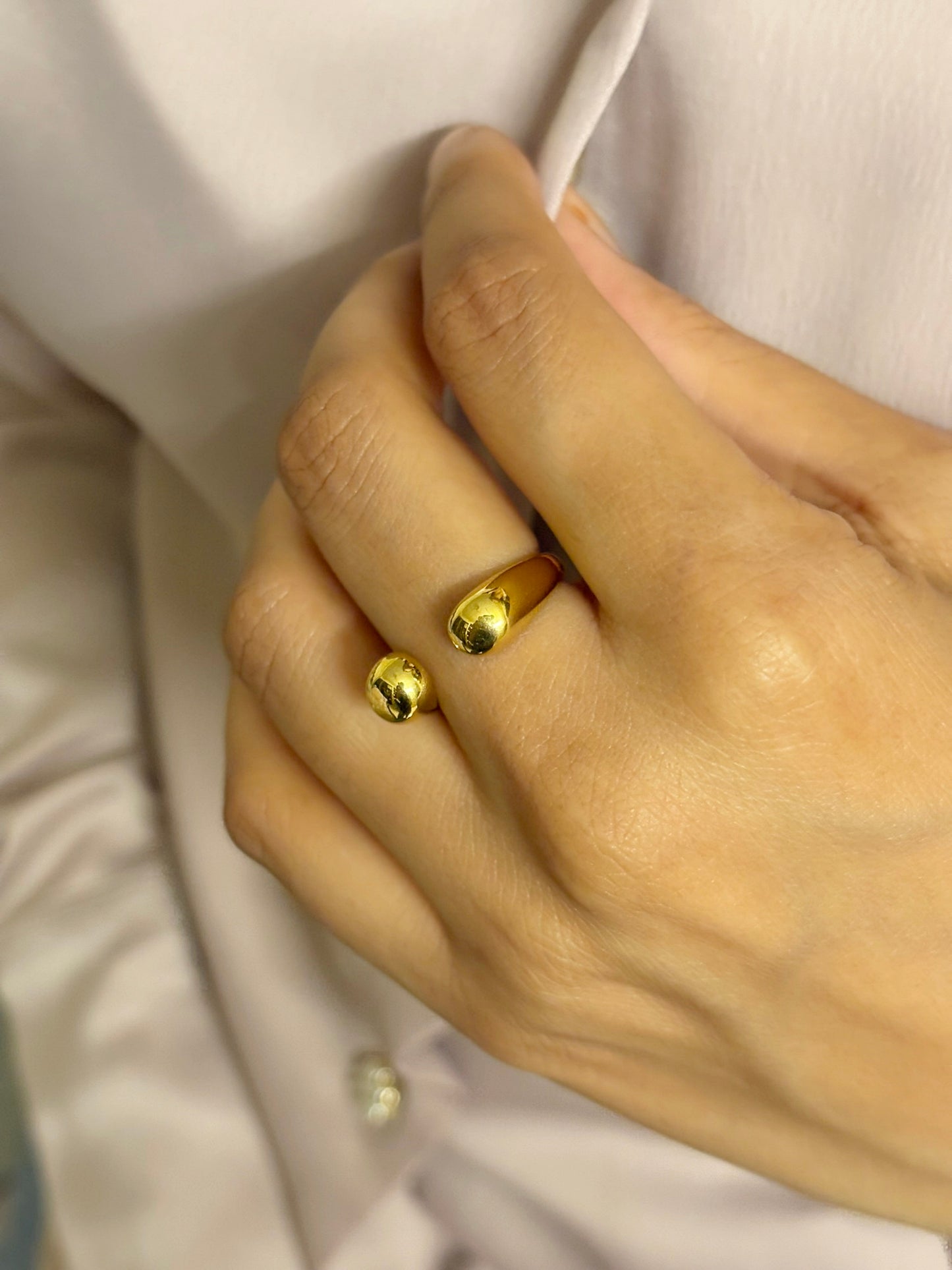 Lilyah Jewelry Gold Plated Ring . Stunning, minimalistic, adjustable, elegant and statement ring. Gift idea for her.