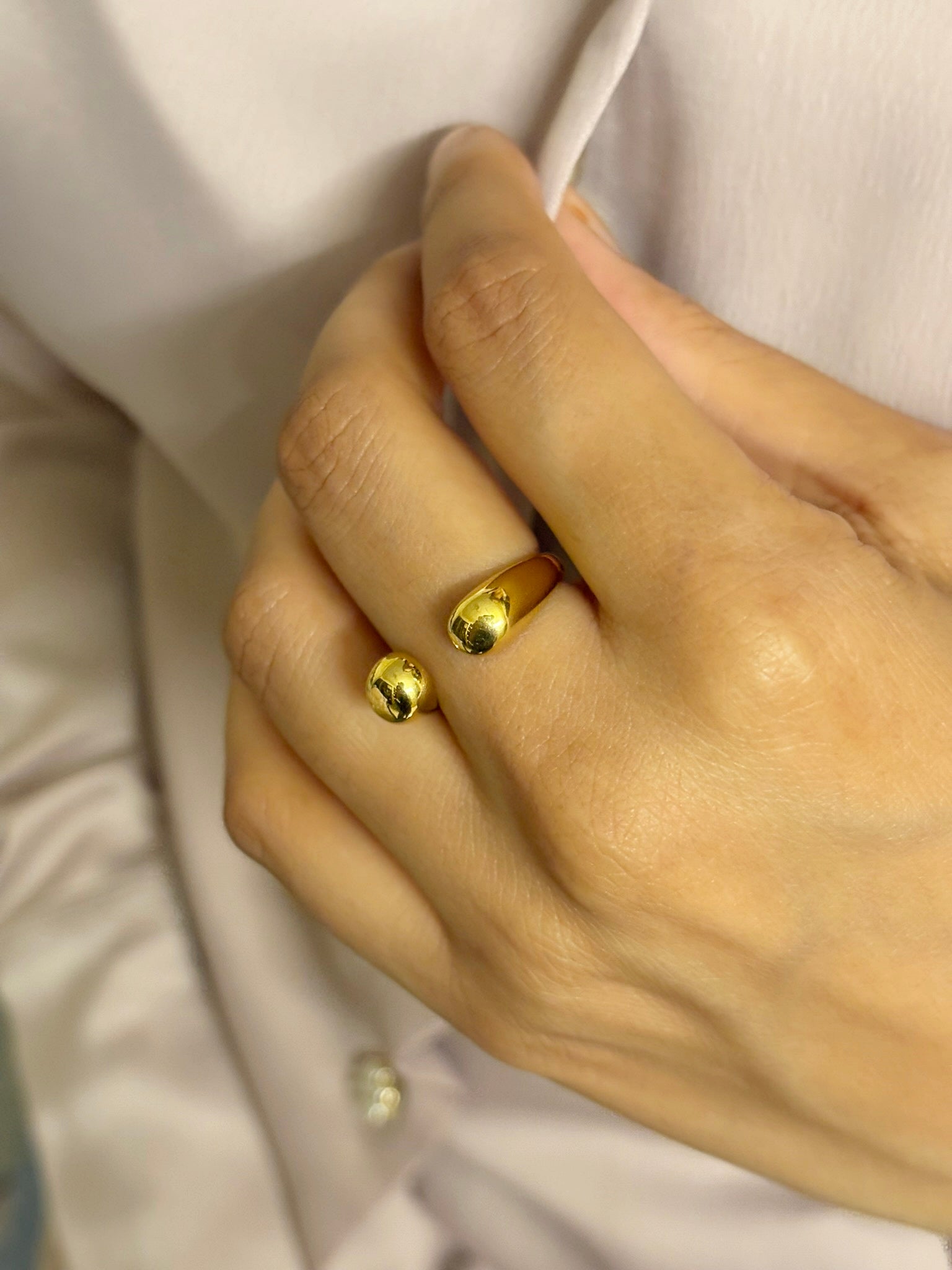 Lilyah Jewelry Gold Plated Ring . Stunning, minimalistic, adjustable, elegant and statement ring. Gift idea for her.