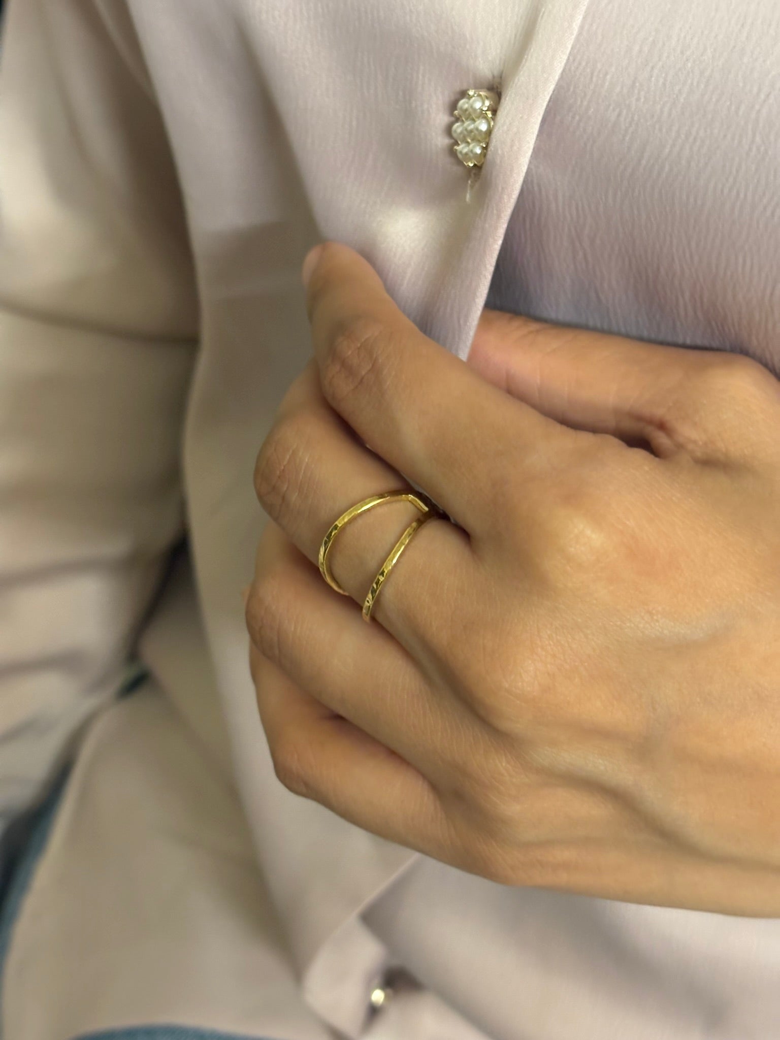 Lilyah Jewelry Gold Plated Ring . Stunning, minimalistic, adjustable, elegant and statement ring. Gift idea for her.