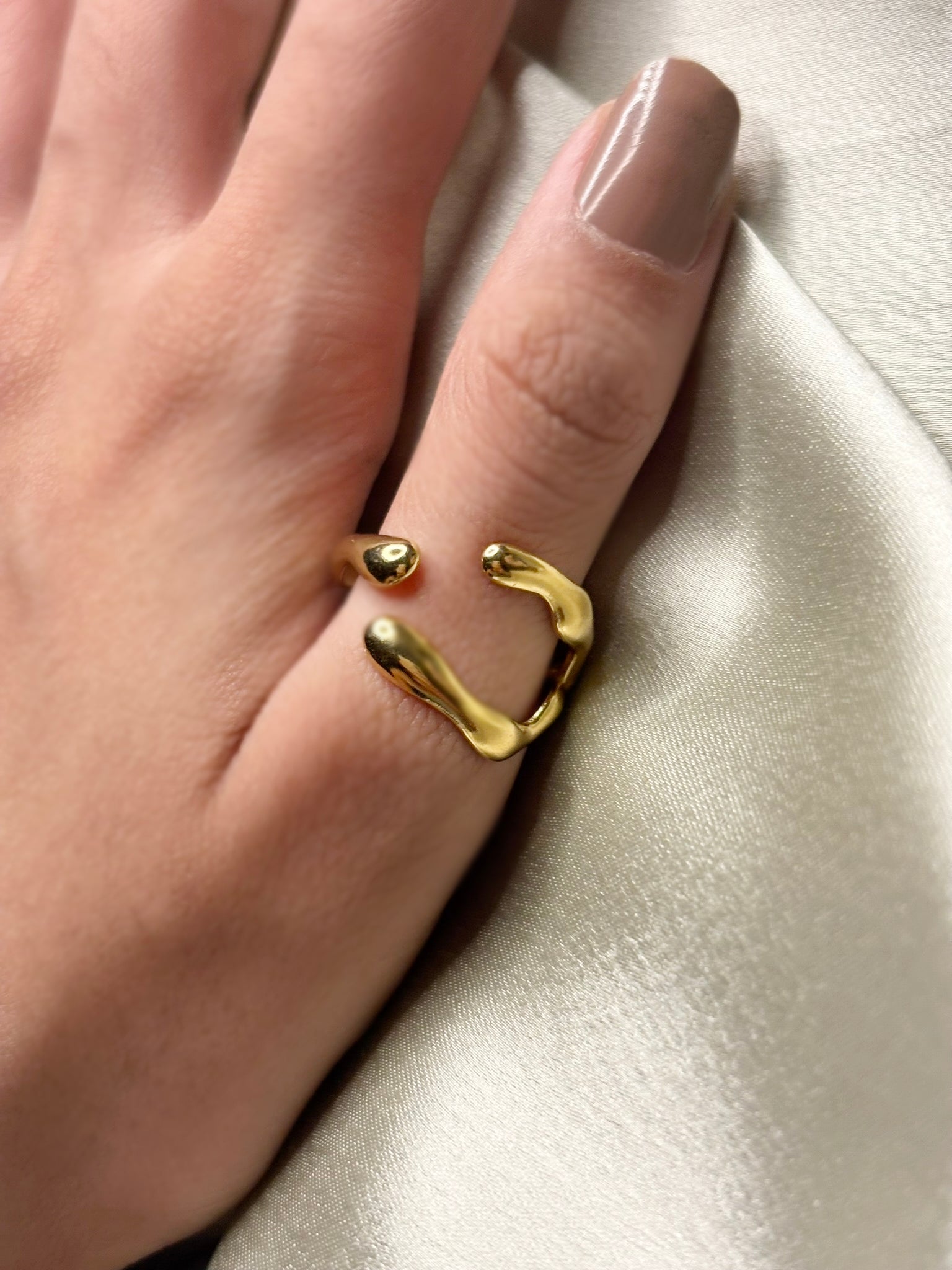 Lilyah Jewelry Gold Plated Ring . Stunning, minimalistic, adjustable, elegant and statement ring. Gift idea for her.