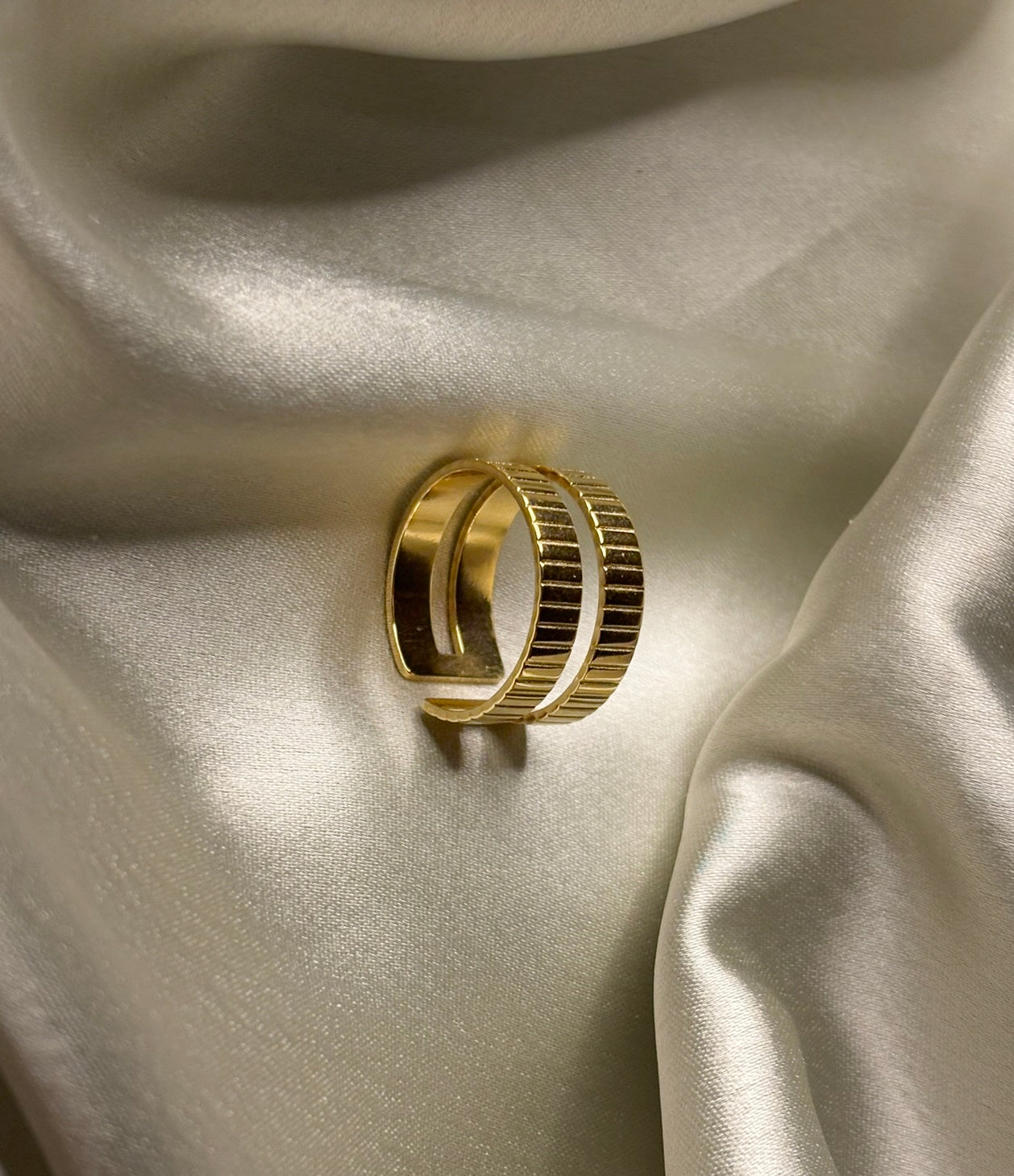 Two bands Lilyah Jewelry Gold Plated Ring . Stunning, minimalistic, elegant and statement ring. Gift idea for her.
