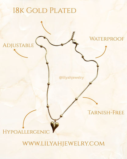 18k Gold Plated Heart Necklace