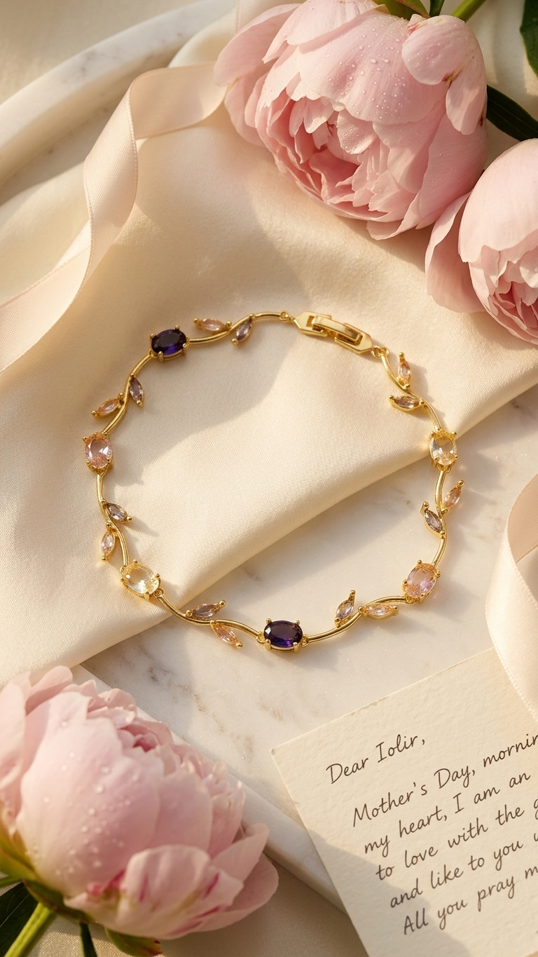 18K Gold Plated Multi Colour Tulip Bracelet - Pinterest Inspired Bracelet