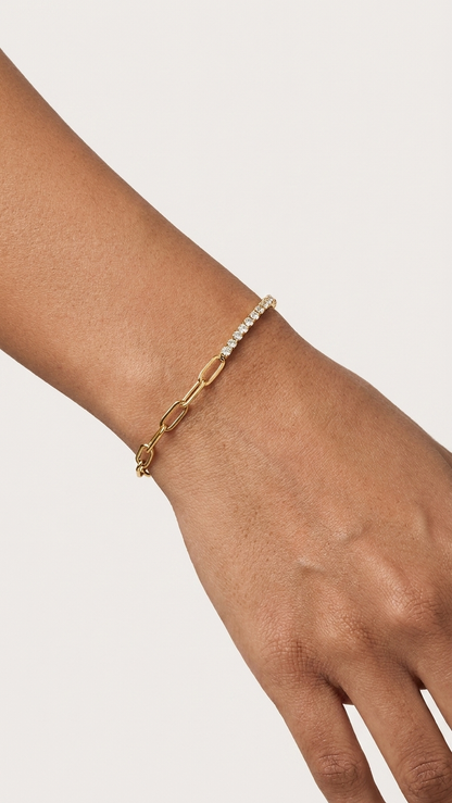 18K Gold Plated Tennis and Link Chain Bracelet