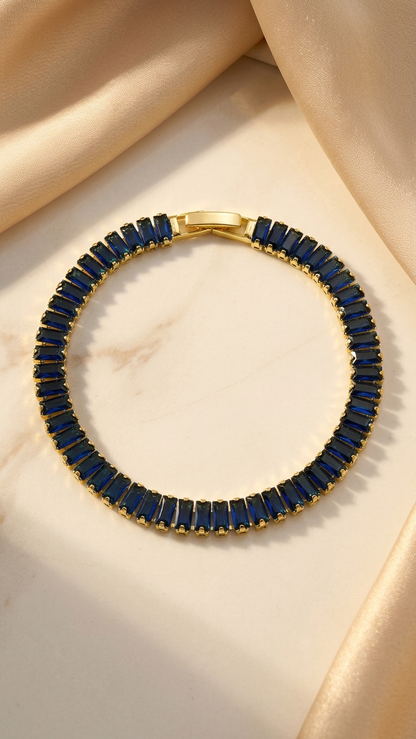 18K Gold Plated Tennis Bracelet - Royal Blue