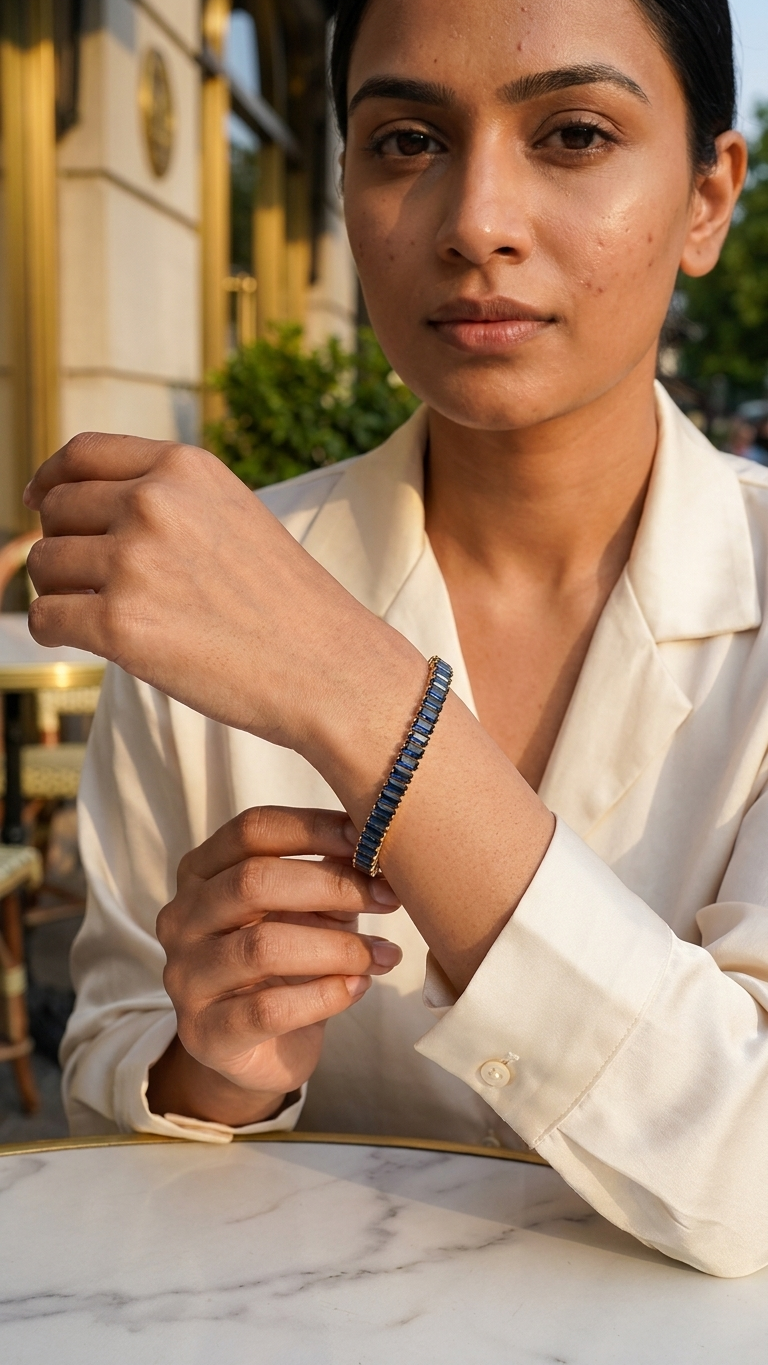 18K Gold Plated Tennis Bracelet - Royal Blue