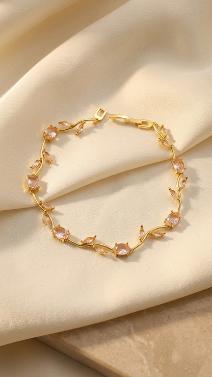 18K Gold Plated Pink Tulip Bracelet - Pinterest Inspired Bracelet