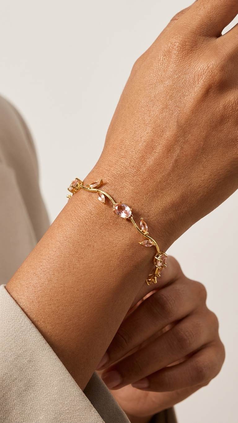 18K Gold Plated Pink Tulip Bracelet - Pinterest Inspired Bracelet