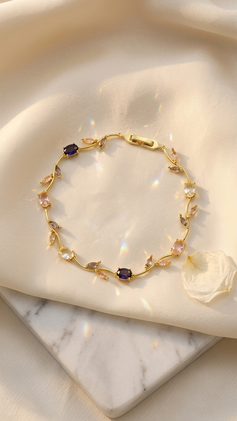 18K Gold Plated Multi Colour Tulip Bracelet - Pinterest Inspired Bracelet